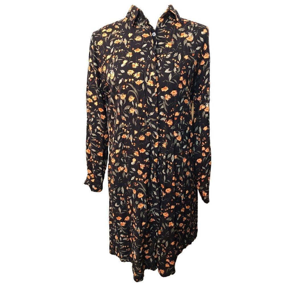 Polo Live black and orange ditzy floral shirt dress